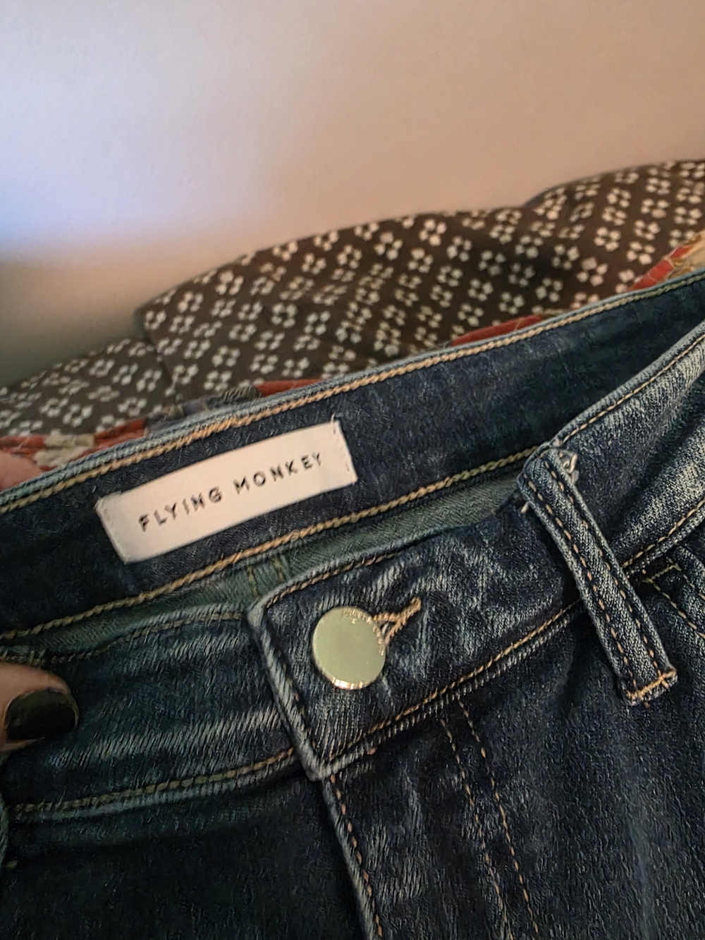 NWOT Flying Monkey Distressed Blue Flare Jeans. New and from a smoke free home. - Picture 4 of 7